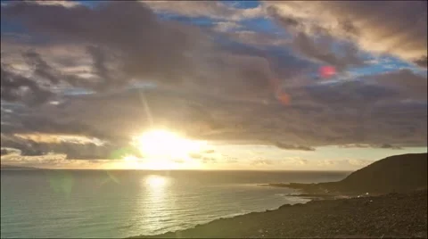 Timelapse,sunset,clouds flying over the sea Stock Footage 40906161