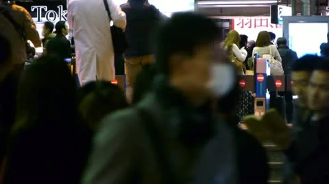 Timelaspe - Tokyo - train station Crowd - HD Stock Footage 14840700
