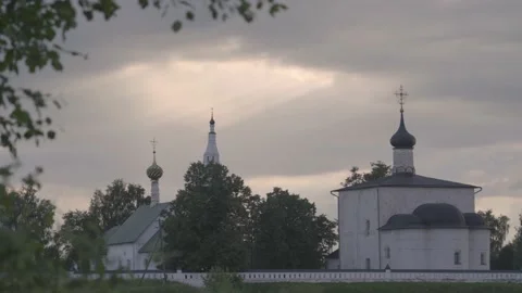 Timeleps old church with clouds Stock Footage 158317236