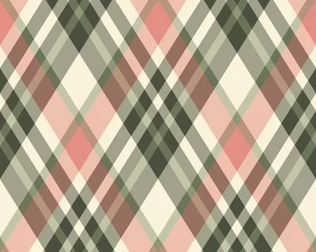 A timeless argyle pattern featuring soft pink, muted green, and cream diamond Stock Illustration