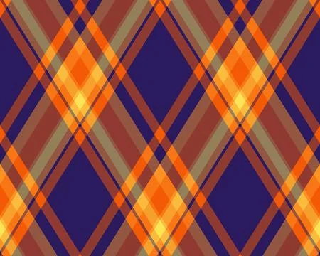 A timeless argyle pattern featuring vibrant orange and deep purple diamond sh Stock Illustration