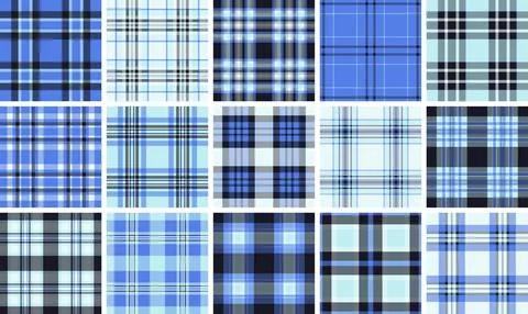 This timeless blue plaid seamless pattern features navy and sky blue inters.. Illustrazione stock