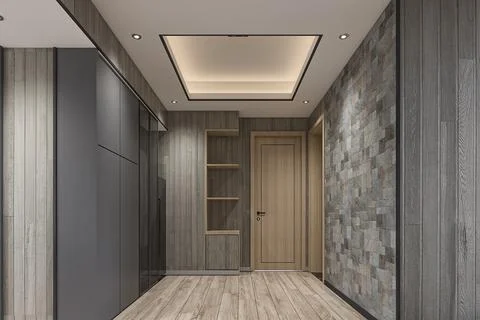 Timeless Charm Designing a Stylish Entry lobby with a Craft Wooden Classic .. Illustrazione stock