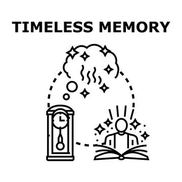 Timeless memory concept with person reading book Stock Illustration