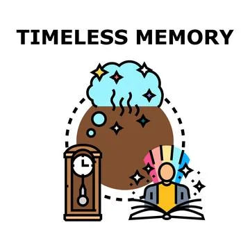 Timeless memory concept with person reading book Stock Illustration