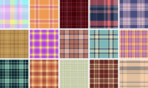 Timeless plaid bundle for multipurpose projects. Versatile tartan designs fit Stock Illustration