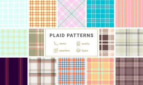 Timeless plaid bundle for multipurpose projects. Versatile tartan designs f.. Illustrazione stock