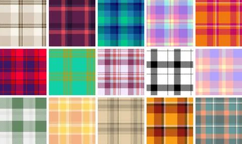 Timeless plaid pattern bundle referencing historical textiles. Suitable for.. Stock Illustration