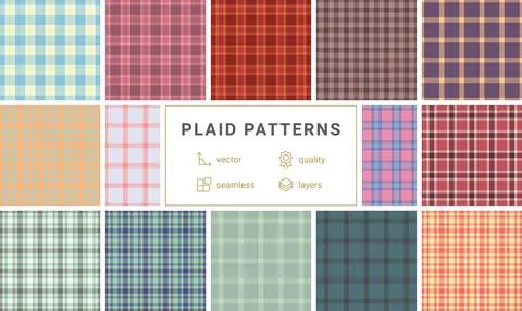 Timeless plaid set inspired by classic weaving. The pack enhances decor and.. Stockillustratie