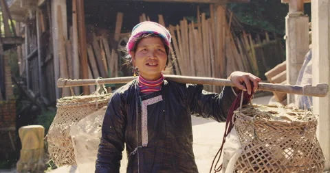 Timeless portrait of a real unique authentic Asian Chinese village duck farmer w Video stock 201096100