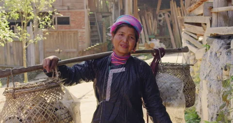 Timeless portrait of a real unique authentic Asian Chinese village duck farmer w Stock Footage 201097152
