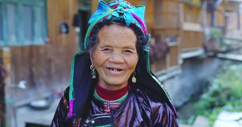 Timeless portrait of a real unique rural authentic Asian Chinese cultural villag Stock Footage 201094485
