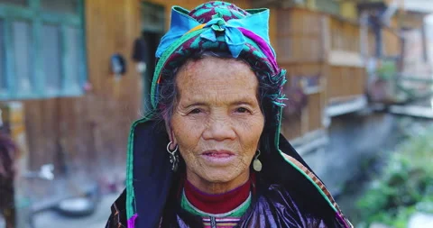 Timeless portrait of a real unique rural authentic Asian Chinese cultural villag Stock Footage 201096830