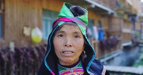 Timeless portrait of a real unique rural authentic Asian Chinese cultural villag Stock Footage 201096909