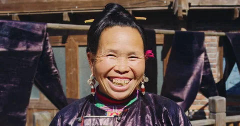 Timeless portrait of a rural authentic hand made fabric manufacturer, Asian Chin Stock Footage 201097026