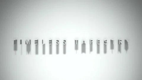 TIMELESS TAPESTRY 3D title animation with shadows on a white background Stock Footage 296775989