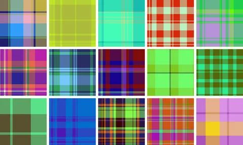 Timeless vintage plaid pattern pack. Seamless tartan vector background suit.. 库存插图