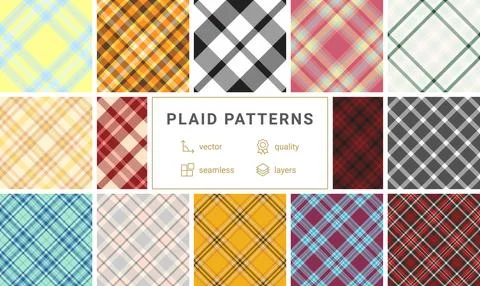 Timeless vintage plaid pattern pack. Seamless tartan vector background suitab Stock Illustration
