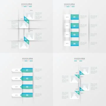 Timeline 4 item   blue gradient color Stock Illustration