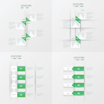 Timeline 4 item green  gradient color Stock Illustration