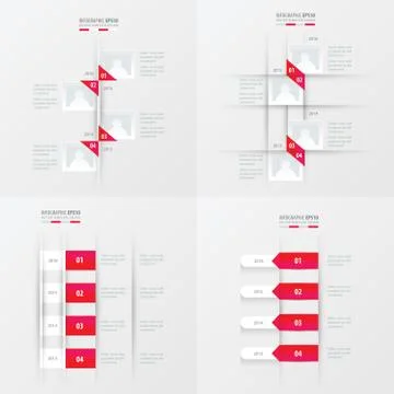 Timeline 4 item  pink gradient color Stock Illustration