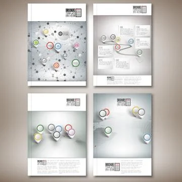 Timeline, abstract network and world map with pointer marks. Brochure, flyer or Stock Illustration