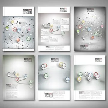 Timeline, abstract network and world map with pointer marks. Brochure, flyer or Illustrazione stock