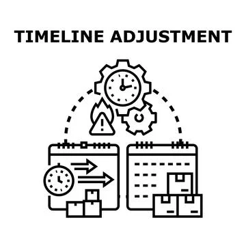 Timeline adjustment planning and schedule management process Stock Illustration