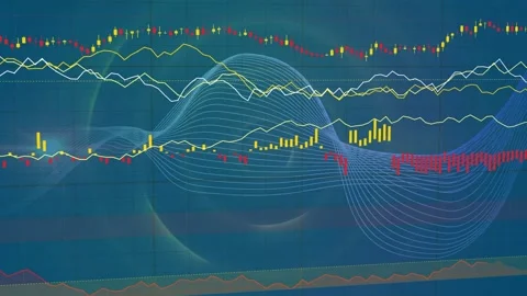 Timeline advancing, layered ribbon and chart elements emerging left-right, Stock Footage 334788247