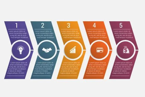 Timeline arrows five positions Stock Illustration