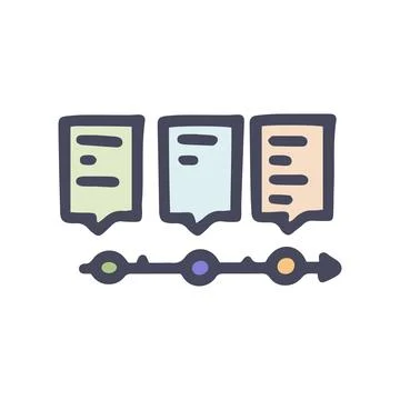 Timeline chart color vector doodle simple icon Stock Illustration