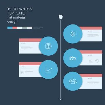 Timeline circle infographics template. Menu options elements. Material design イラスト素材