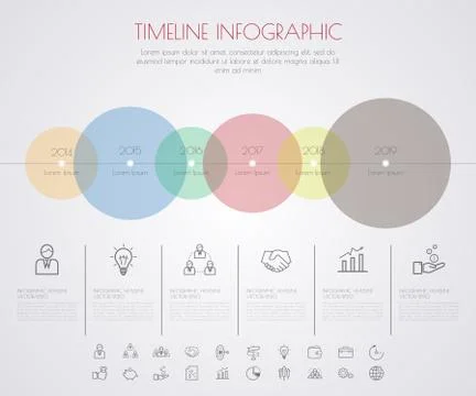 Timeline Circles Infographic. Flat Vector design template. Stock Illustration