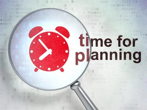 Timeline concept: Alarm Clock and Time for Planning with optical 库存插图