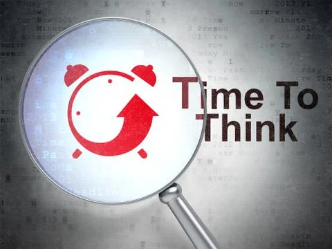Timeline concept: Alarm Clock and Time To Think with optical glass Stockillustratie