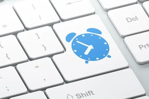 Timeline concept: Alarm Clock on computer keyboard background Stockillustratie