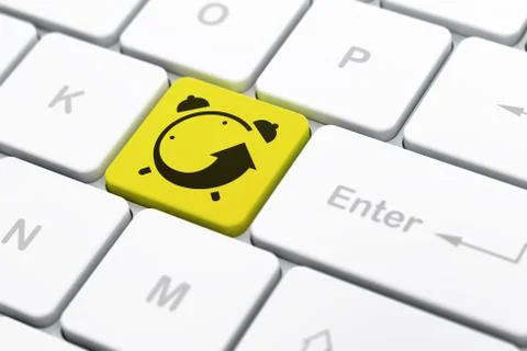 Timeline concept: Alarm Clock on computer keyboard background イラスト素材