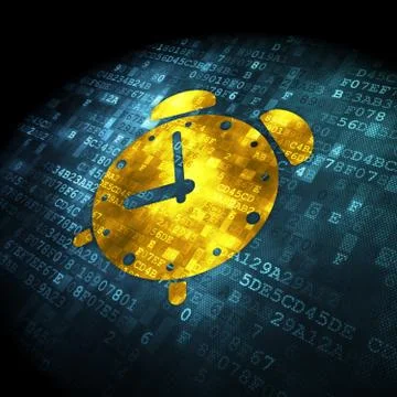 Timeline concept: Alarm Clock on digital background Stock Illustration