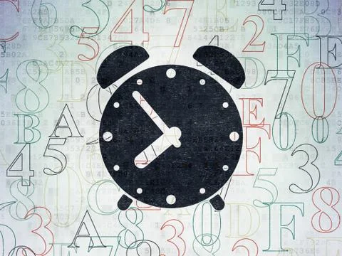 Timeline concept: Alarm Clock on Digital Paper background Stock Illustration
