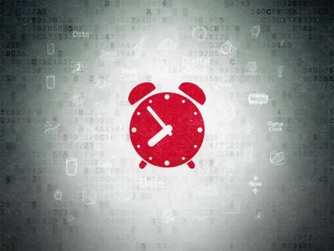 Timeline concept: Alarm Clock on Digital Paper background Stock Illustration