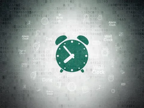 Timeline concept: Alarm Clock on Digital Paper background Stock Illustration