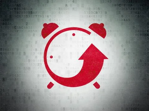 Timeline concept: Alarm Clock on Digital Data Paper background イラスト素材