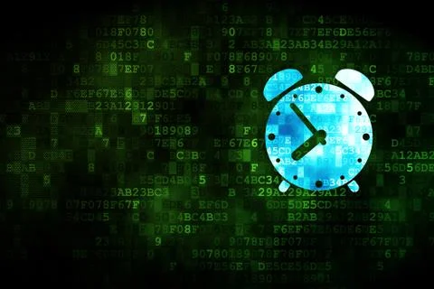 Timeline concept: Alarm Clock on digital background Stock Illustration