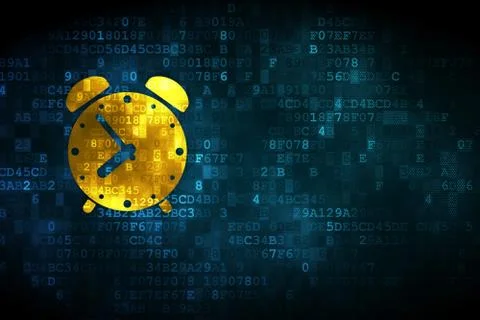 Timeline concept: Alarm Clock on digital background Stock Illustration