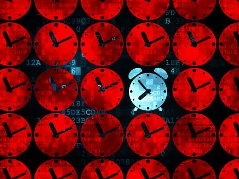Timeline concept: alarm clock icon on Digital background 스톡 일러스트