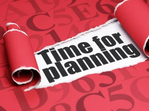 Timeline concept: black text Time for Planning under the piece of  torn paper Illustration