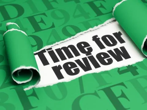 Timeline concept: black text Time for Review under the piece of  torn paper Illustration