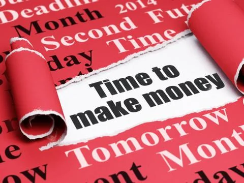 Timeline concept: black text Time to Make money under the piece of  torn paper Ilustração Stock
