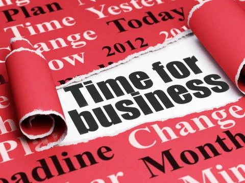 Timeline concept: black text Time for Business under the piece of  torn paper Illustrazione stock