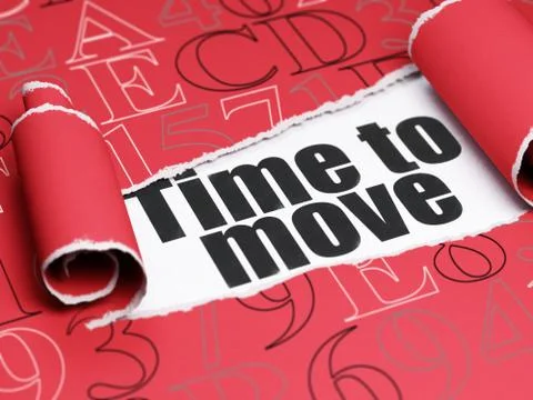 Timeline concept: black text Time to Move under the piece of  torn paper Illustration